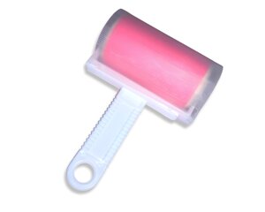 Ролик для чищення одягу силіконовий без відривань в чохлі 17см: Рожевий