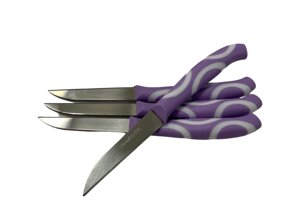 Ножі для картоплі з пластиковою ручкою набір 12шт/15,5 см/6,5 см: фіолетовий