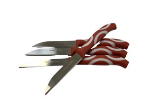 Ножі для картоплі з пластиковою ручкою набору 12шт/15,5 см/6,5 см: червоний