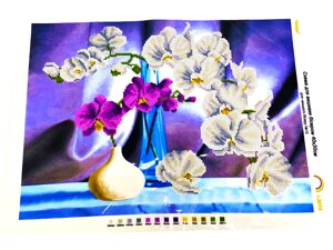 Схема для вишивання бісером на габардині/атласі з підклеєним флізом 40х30см/А3:I-3013 (Орхідеї)