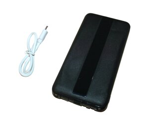 Power Bank Viaking GB059 10000 мАч портативний акумулятор з ліхтариком, індикатором зарядки та 4 кабелями: Чорний