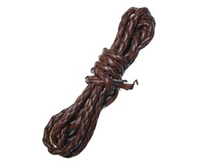 Шнур/Ремінь для біжутерії зі шкірзамінника плетений Коричневий 1м/5мм