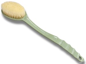 Щітка для душу масажна з пластмасовою ручкою 2в1 35см: Оливковий