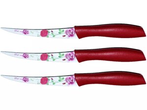 Ножи кухонные металлокерамика цветные лезвия с зубчиками набор 3шт