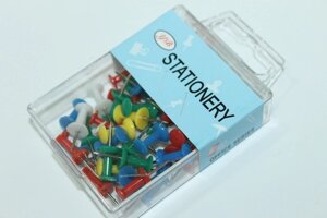 Кнопки канцелярські кольорові коробка 50шт