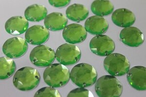 Камені пришивні Кружок маленький 14мм/30шт: Світло-зелений