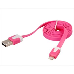 Блискавка/USB -кабель різні кольори 1м: малина