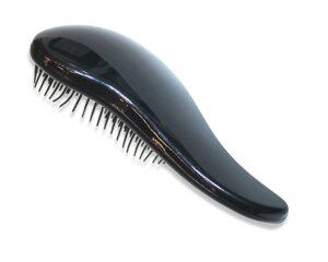 Гребінець/масажка для волосся маленька з м’якими зубчиками матова 15см: Чорний