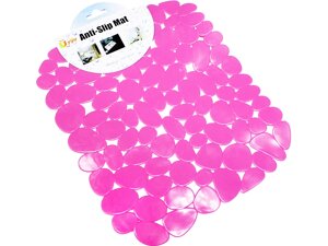 Килимок для раковини антислизький Камінчики 25х29см: Малиновий