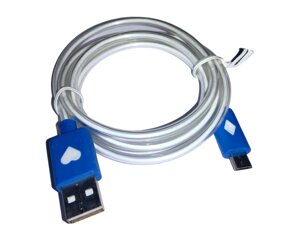 Кабель USB до мікро USB з підсвічуванням наконечника 1 м: синій