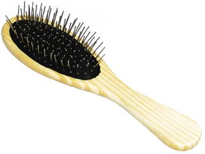 Дерев'яна гребінець з металевими масажерами 21.5см