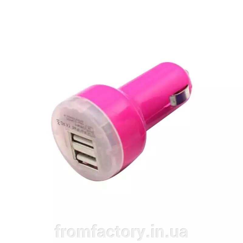 Автомобільна заряджання в прикурювач 2 USB/2.1A/1A: Малиновий - акції
