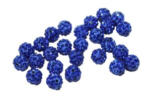 Кульки для браслетів Шамбала зі стразами 10мм: Синий