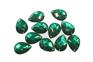 Камни пришивные (Капелька 25х17мм) 20 шт.: Зеленый