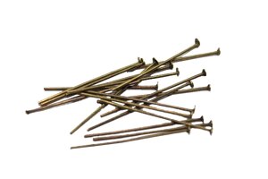 Гвоздики біжутерні 3см/50шт: Антик (старе золото)