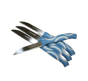 Ножі для картоплі з пластиковою ручкою набір 12шт/15,5 см: синій