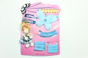 Детский набор для девочек заколки резинки браслеты колье:12 (Облака)