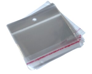 Пакети фасувальні поліетиленові з клейкою стрічкою 8х8см з отвором/0.3мм/20шт