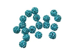 Шарики для браслетів Шамбала зі стразами 10мм: Блакитний