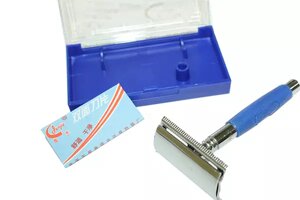 Станок для бритья металлический с резиновой ручкой JJ-(626)