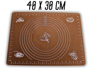 Килимок для тіста силіконовий з розміткою 40х30см: Коричневий