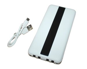 Power Bank Viaking GB059 10000 мАч портативний акумулятор з ліхтариком, індикатором зарядки та 4 кабелями: Білий