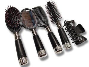 Гребінець набір пластмасовий 5 предметів: Чорний