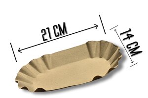 Тарілка одноразова картонна овальна 14х21см