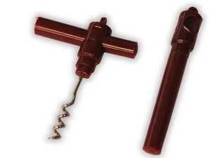 Штопор з пластмасовою ручкою та ковпачком 9.7см: Бордовий