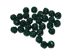 Шарики для браслетов Шамбала со стразами 10мм: Темно-Зеленый