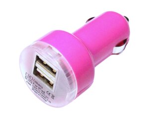Автомобільна зарядка в прикурювач 2 USB/2.1A/1A: Малиновий