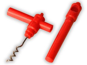 Штопор з пластмасовою ручкою та ковпачком 9.7см: Червоний