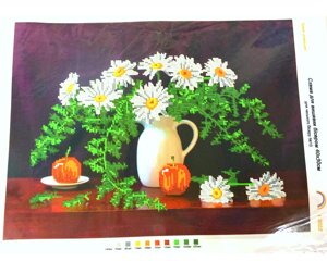 Схема для вишивання бісером на габардині/атласі з підклеєним флізом 40х30см/А3:І-3022 (Букет ромашок)