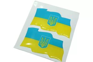 Наклейка рельефная 2шт (Flag UKRAINE) 8х4см