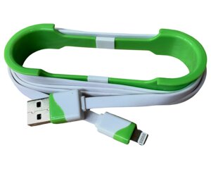 Кабель для зарядки та синхронізації плоский Lightning з USB 3.0/1м: Салатовий