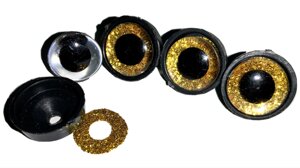 Глазки для іграшок блискучі з кріпленням 10шт/14мм: Жовтий