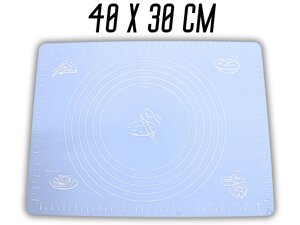 Килимок для тіста силіконовий з розміткою 40х30см: Голубий