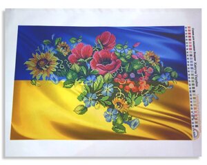 Схема вишивки з бісеру, що цвіте Україну на габардіні з склеєним флозою 35x52 см/A3