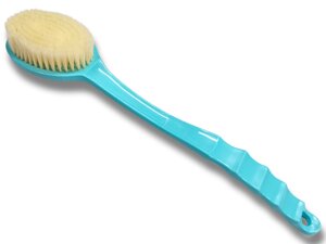 Щітка для душу масажна з пластмасовою ручкою 2в1 35см: Бірюзовий