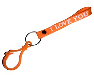 Брелок/браслет I LOVE YOU с пластиковым карабином 16см: Оранжевый