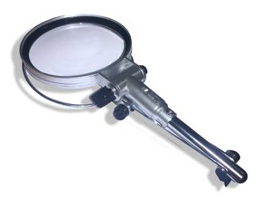 Лупа настільна срібляста з підсвіткою 120мм