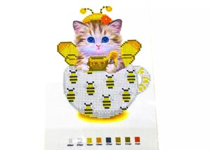 Схема для вышивания бисером на габардине/атласе с подклеенным флизом А5: Кот