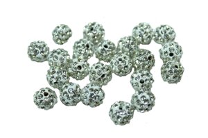 Шарики для браслетів Шамбала зі стразами 10мм: Білий