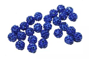 Шарики для браслетов "Шамбала" со стразами 10мм: Синий