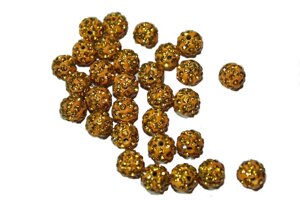 Кульки для браслетів Шамбала з стразами 10мм: Жовтий