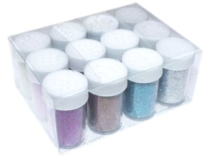 Гліттер/Блискітки упаковка асорті 15гр/12 баночок/12 кольорів