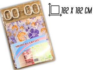 Шторка для душу 182х182см: Метелики в квітах