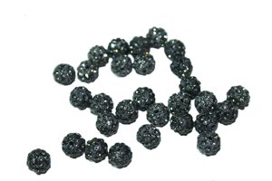 Шарики для браслетів Шамбала зі стразами 10мм: Сірий
