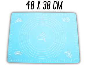 Килимок для тіста силіконовий з розміткою 40х30см: Бірюзовий