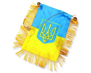 Прапорець на присосці з бахромою UKRAINE 12х8см